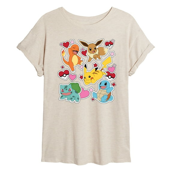 Pokémon - Valentine's Day Heart Sticker - Women's Oversized Graphic T-Shirt