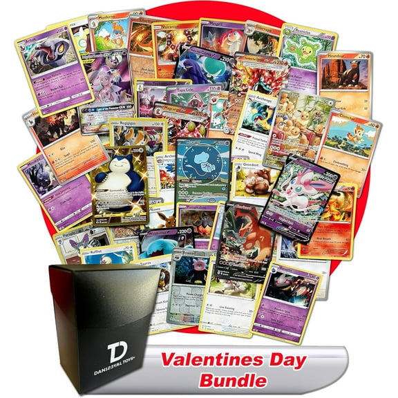 Pokémon Valentine's Day TCG Random Assortment Bundle || Guaranteed Fire, Psychic, or Colorless Ultra Rare + 20 Random Fire, Psychic, or Colorless Type Cards + Dan123yal Deck Box