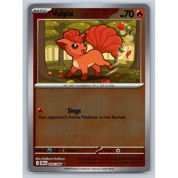 Pokmon Vulpix ME04 Chaos Rising 008/086 Common Reverse Holo Trading Card