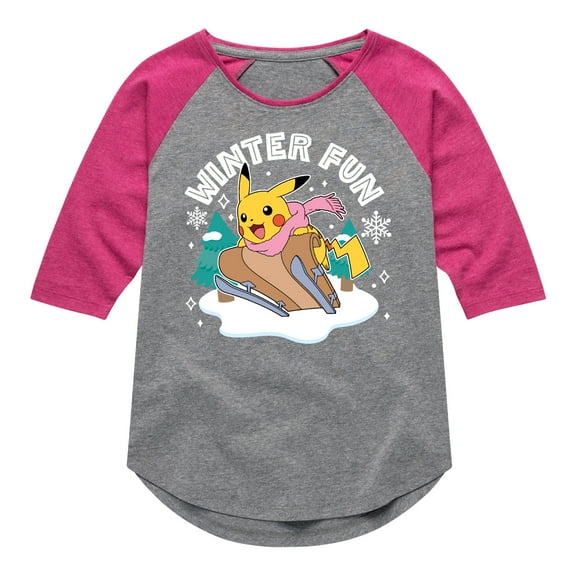 Pokémon - Winter Fun - Youth Girls Raglan Graphic T-Shirt