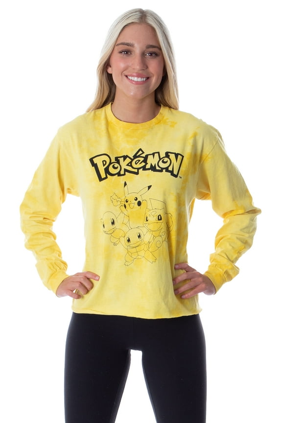 Pokémon Women's Pikachu Starter Group Long Sleeve Tie Dye Adult T-Shirt