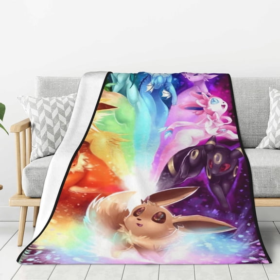 Pokémon-the Evie evolution Throw Blanket,Flannel Blanket Throw for Kids,Soft Warm Cozy Plush Blanket for Couch Bed Sofa,50"x40"