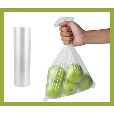 Pokanic Clear Plastic 10" x 15" - 350 Produce Bags Reusable Washable Freshness Disposable Continuous Roll Easy Peel Off Kitchen Office Grocery Home Use Food Fruits Storage (1 Roll, 10 x 15-350 Bags)