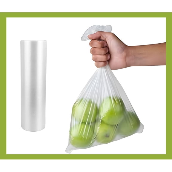 Pokanic Clear Plastic 10" x 15" - 350 Produce Bags Reusable Washable Freshness Disposable Continuous Roll Easy Peel Off Kitchen Office Grocery Home Use Food Fruits Storage (1 Roll, 10 x 15-350 Bags)