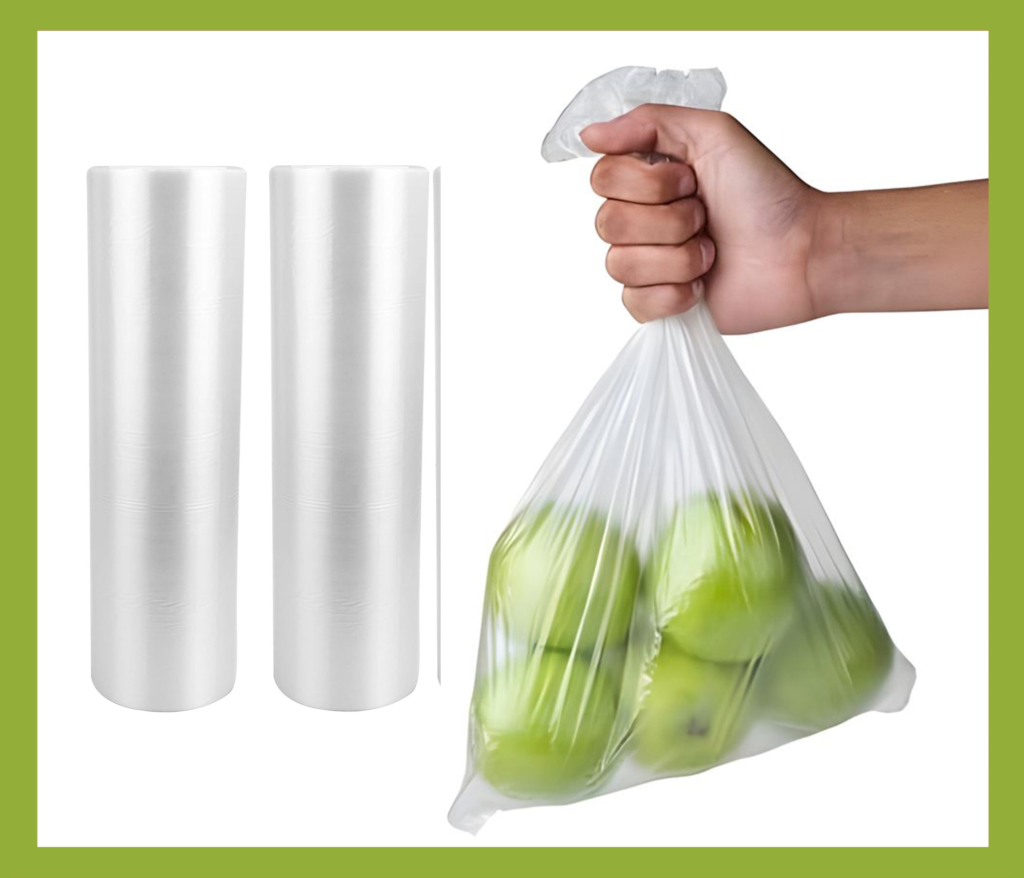 Pokanic Clear Plastic 10" x 15" - 700 Produce Bags Reusable Washable Freshness Disposable Continuous Roll Easy Peel Off Kitchen Office Grocery Home Use Food Fruits Storage(2 Rolls, 10 x 15-700 Bags)