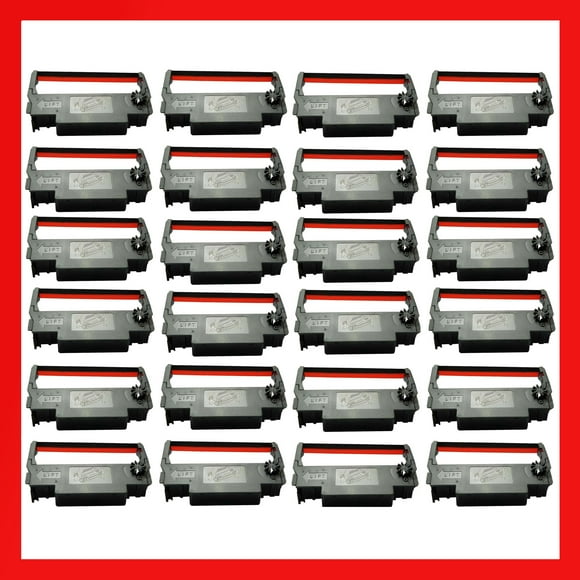 Pokanic ERC-30 Black and Red Ink Ribbon x 24 Pack Cartridge Roller Replacement Receipt Kitchen Printer ERC-30/34/38 Compatible with Epson TM-200, TMU-220, TMU-230, Bixolon, SNBC SRP-275, SRP-270