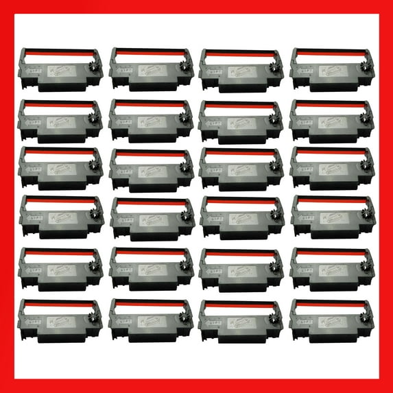 Pokanic ERC-30 Black and Red Ink Ribbon x 24 Pack Cartridge Roller Replacement Receipt Kitchen Printer ERC-30/34/38 Compatible with Epson TM-200, TMU-220, TMU-230, Bixolon, SNBC SRP-275, SRP-270