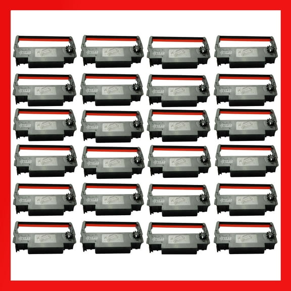 Pokanic ERC-30 Black and Red Ink Ribbon x 24 Pack Cartridge Roller Replacement Receipt Kitchen Printer ERC-30/34/38 Compatible with Epson TM-200, TMU-220, TMU-230, Bixolon, SNBC SRP-275, SRP-270