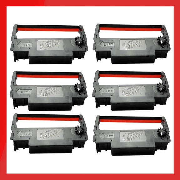 Pokanic ERC-30 Black and Red Ink Ribbon x 6 Pack Cartridge Roller Replacement Receipt Kitchen Printer ERC-30/34/38 Compatible with Epson TM-200, TMU-220, TMU-230, Bixolon, SNBC SRP-275, SRP-270