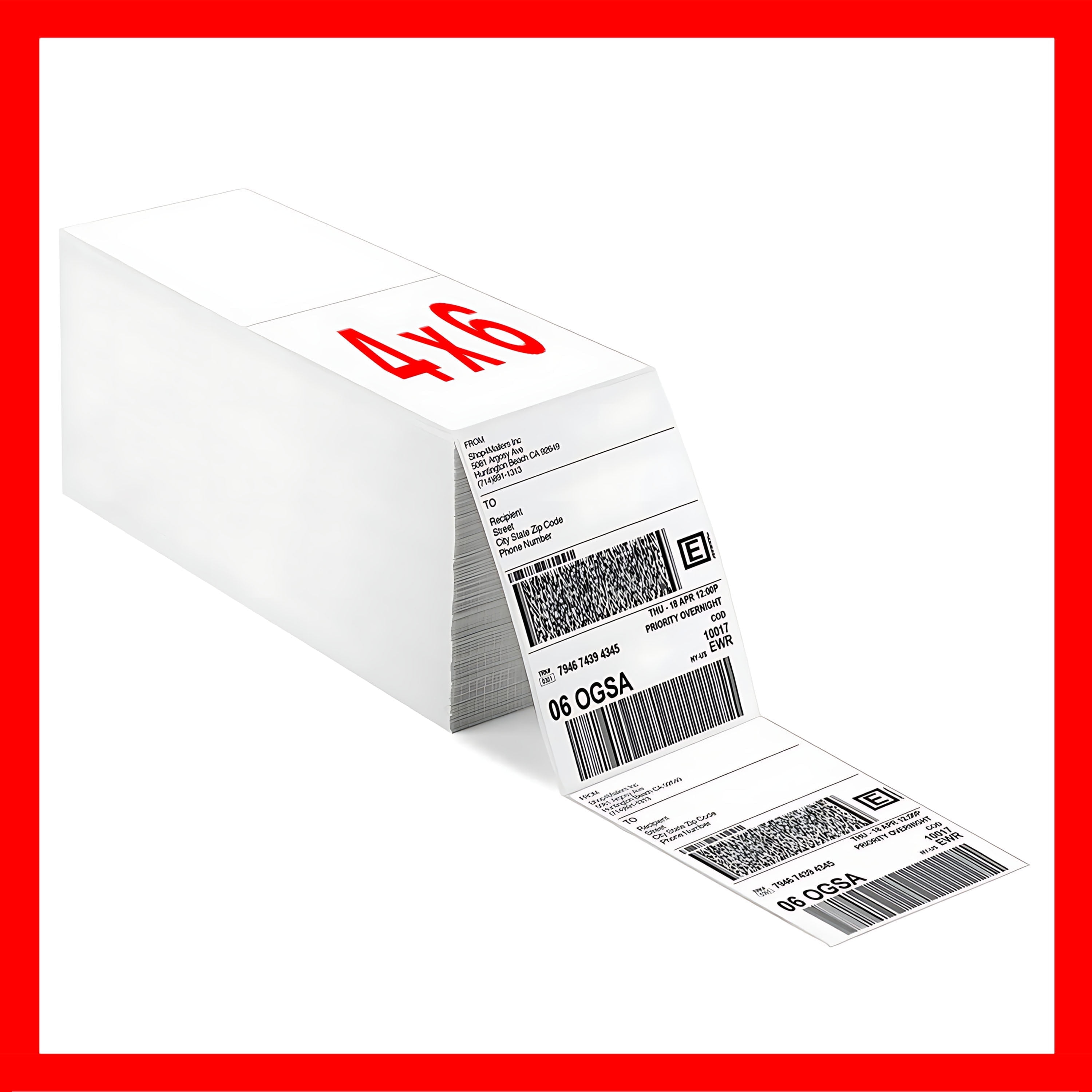 Pokanic Fanfold 4 x 6 inch - 3000 Thermal Labels Stack Direct 