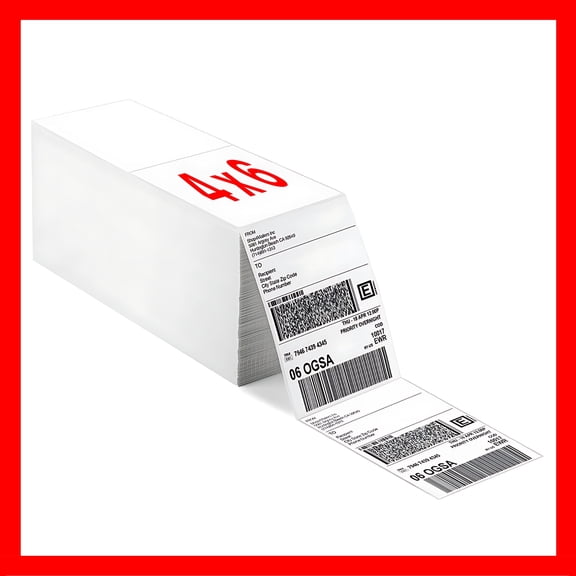 Pokanic Fanfold 4 x 6 inch - 3000 Thermal Labels Stack Direct White Strong Adhesive Perforated Postage Shipping Printer Compatible with Zebra SNBC Epson Rollo (3000 Labels, 1 Stack)