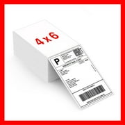 Pokanic Fanfold 4 x 6 inch - 500 Thermal Labels Stack Direct White Strong Adhesive Perforated Postage Shipping Printer Compatible with Zebra SNBC Epson Rollo (500 Labels, 1 Stack)