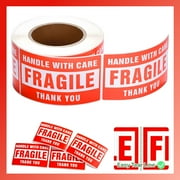 Pokanic Fragile 3 x 5 inch - 500 Stickers 1 Roll Handle with Care - Thank You Warning Red Permanent Adhesive Labels for Shipping Moving Packing (1 Roll, 3 x 5 inch)