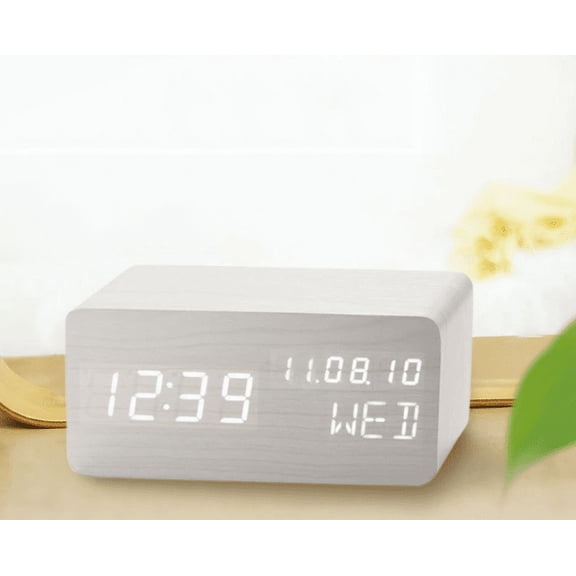 Pokanic LED Alarm Clock with Day of the Week, Temperature Display, Nightlight, Large Screen