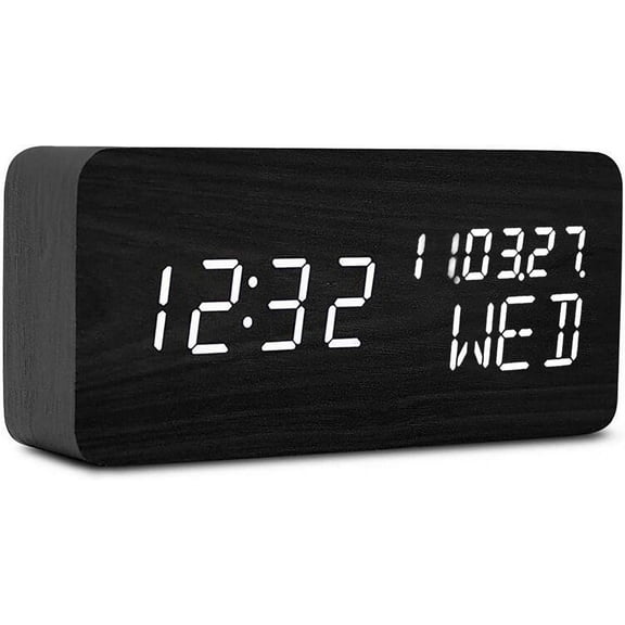 Pokanic LED Alarm Clock with Large Display, Day of the Week, Temperature, Nightlight, and Snooze