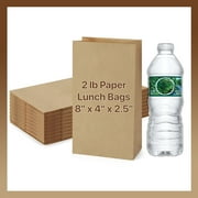Pokanic Lunch Brown Paper x 500 Bags (8 x 4 x 2.5 inch) #2 Bulk Kraft 2 lb Capacity Eco Friendly Reusable Heavy Duty Disposable for Grocery Snacks Crafts Lunch Sandwich Food (500 Bags, 8 x 4 x 2.5)
