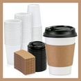 thumbnail image 1 of Pokanic Paper White Cups [12 oz] with Lids and Sleeves x [100 Set] Disposable Hot Cold Coffee Water Beverage Drinking for School Office Home Kitchen Cafe Restaurant (100 Pack, 12 oz), 1 of 7
