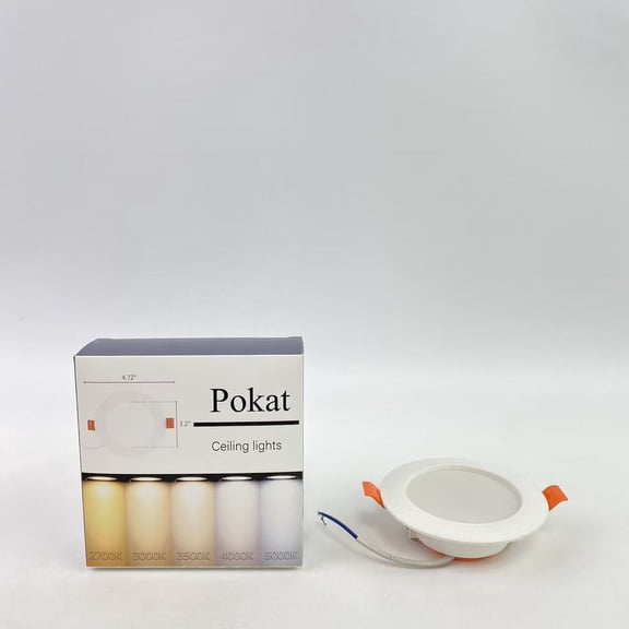 Pokat Ceiling lights,5CCT Ultra-Thin LED Recessed Ceiling Light with Junction Box, 2700K/3000K/3500K/4000K/5000K Selectable, 9W Eqv 75W, Dimmable Can Light, 750LM High Brightness Downlight