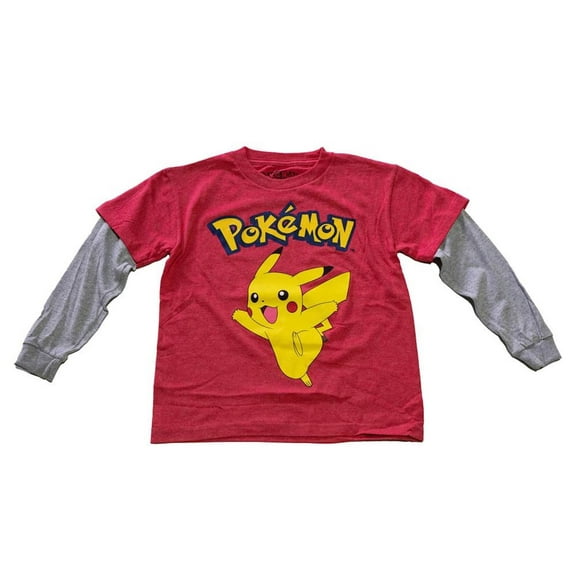Poke-21 Pikachu Kids Childrens Pokemon Shirt T-shirt Blue Long Sleeves M