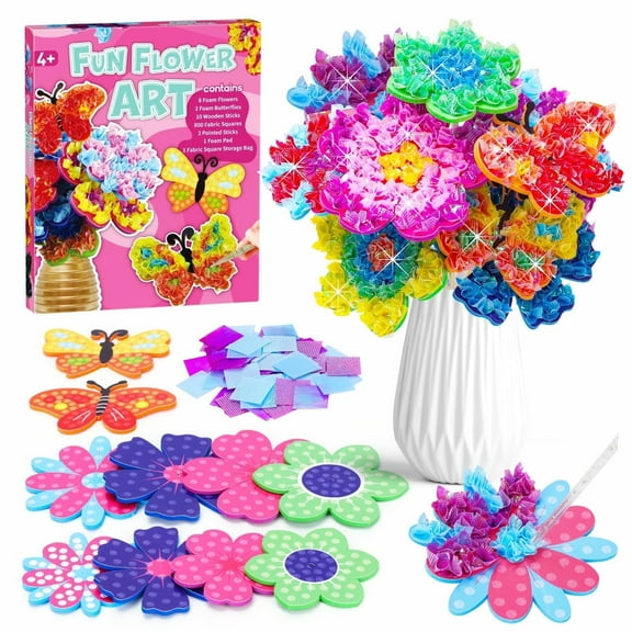 Appoft Toys for 4 5 6 7 8+ Year Old Girls, Poke Art Flower Bouquet with 8 Flowers & 2 Butterflies Arts and Crafts for Girls Ages 4-12 DIY Creative Activity Birthday Craft Kits
