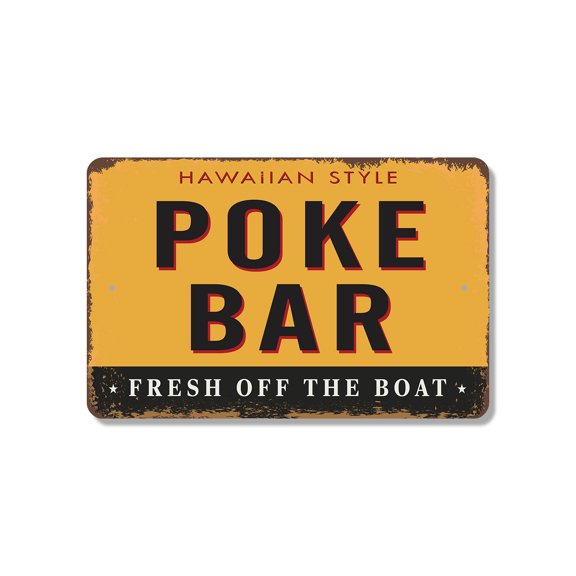 Poke Bar Street 13 Inch x 20 Inch Novelty Plastic Sign Build Your Bowl Here Durable Weatherproof UV Protected Perfect for Kitchens Cafes Food Stands Fun Gift for Chefs Foodies Hosts