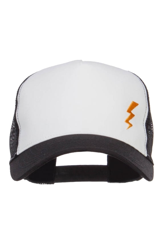 Poke Monster Lightening Tail Embroidered Mesh Cap - White Black OSFM