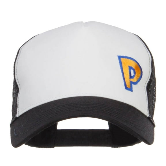 Poke Monster P Embroidered Mesh Cap - White Black OSFM