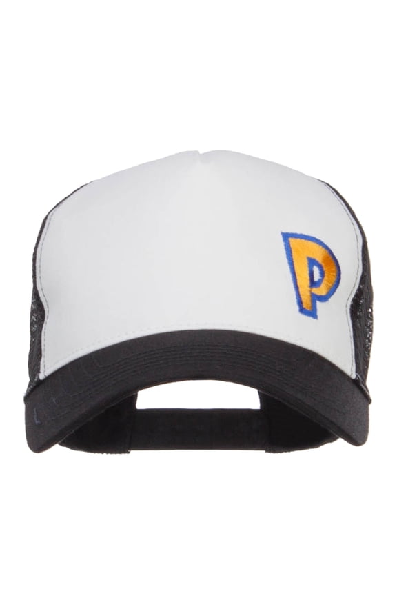 Poke Monster P Embroidered Mesh Cap - White Black OSFM
