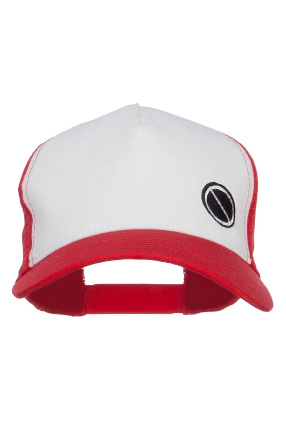 Poke Monster Red Logo Embroidered Mesh Cap - White Red OSFM