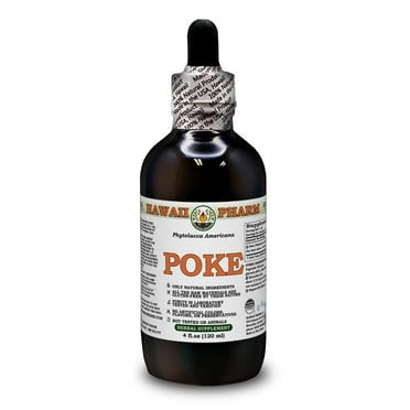 Poke (Phytolacca Americana) Dry Root ALCOHOL-FREE Liquid Extract. Expertly Extracted by Trusted HawaiiPharm Brand. Absolutely Natural. Proudly made in USA. Glycerite 4 Fl.Oz