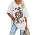 thumbnail image 1 of Poke Queen Print Women Loose Oversized V-Neck Half Sleeve T-Shirt, 1 of 5