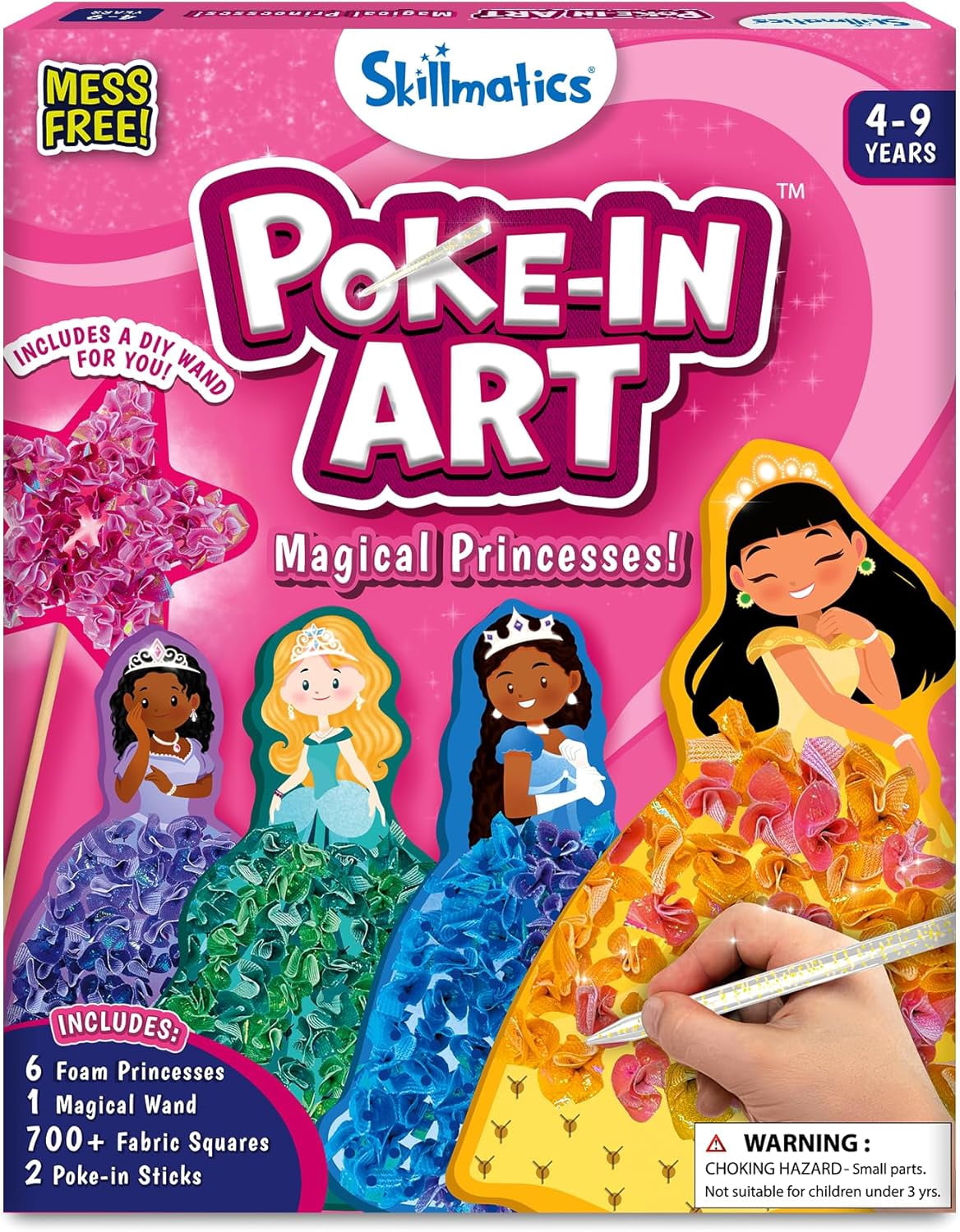 Poke-in Art - Magical Princesses, Mess-Free Fun for Kids, DIY Wood Craft Kits, Creative Activity, Christmas Gifts for Girls & Boys Ages 4, 5, 6, 7, 8, 9