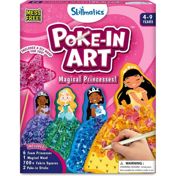 Poke-in Art - Magical Princesses, Mess-Free Fun for Kids, DIY Wood Craft Kits, Creative Activity, Christmas Gifts for Girls & Boys Ages 4, 5, 6, 7, 8, 9