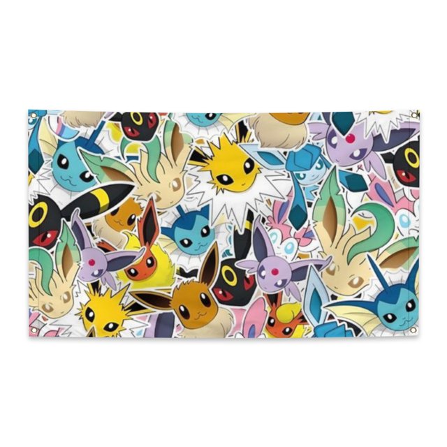 Poke×mon Anime 3×4 ft Face Flag Vivid Color and Fade proof Canvas