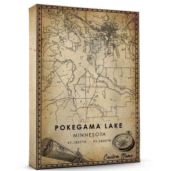 Pokegama Lake Map Poster, Minnesota Map Art Poster, Canvas, Pokegama Lake road map vintage Poster, Street Map Artwork Poster, Pokegama Lake Map Canvas - 89AZ316