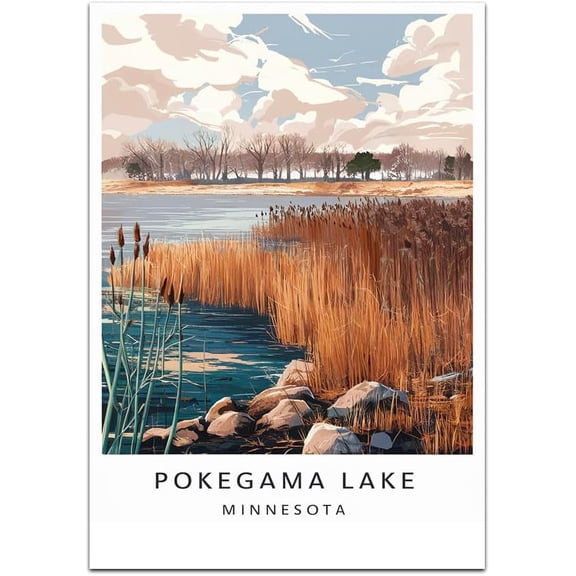 Pokegama Lake Map Retro Style Travel Canvas, Pokegama Lake Map Vintage Rustic Canvas Print, Home Office Wall Decoration, Pokegama Lake Map Country Canvas Canvas Twu7Er