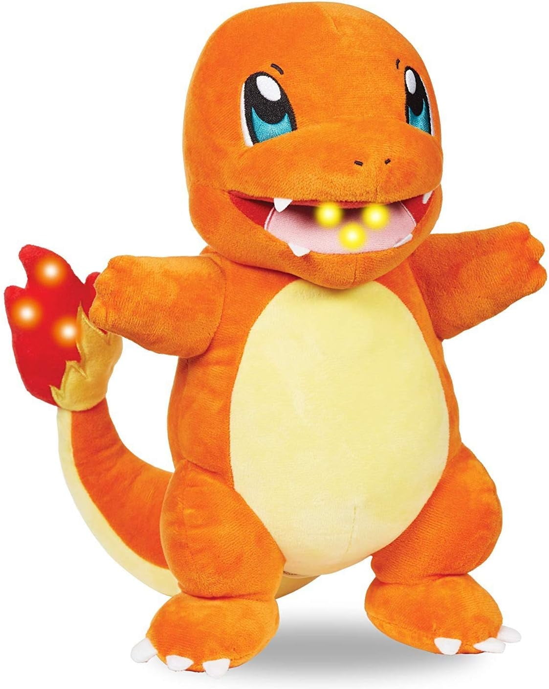Pokemon 10" Flame Action Charmander Plush - Interactive w/Lights & Fire Sounds - Light Up Tail & Mouth w/Sound Effects & Voices - Officially Licensed Gift for Kids, Boys, Girls - Ages 4+