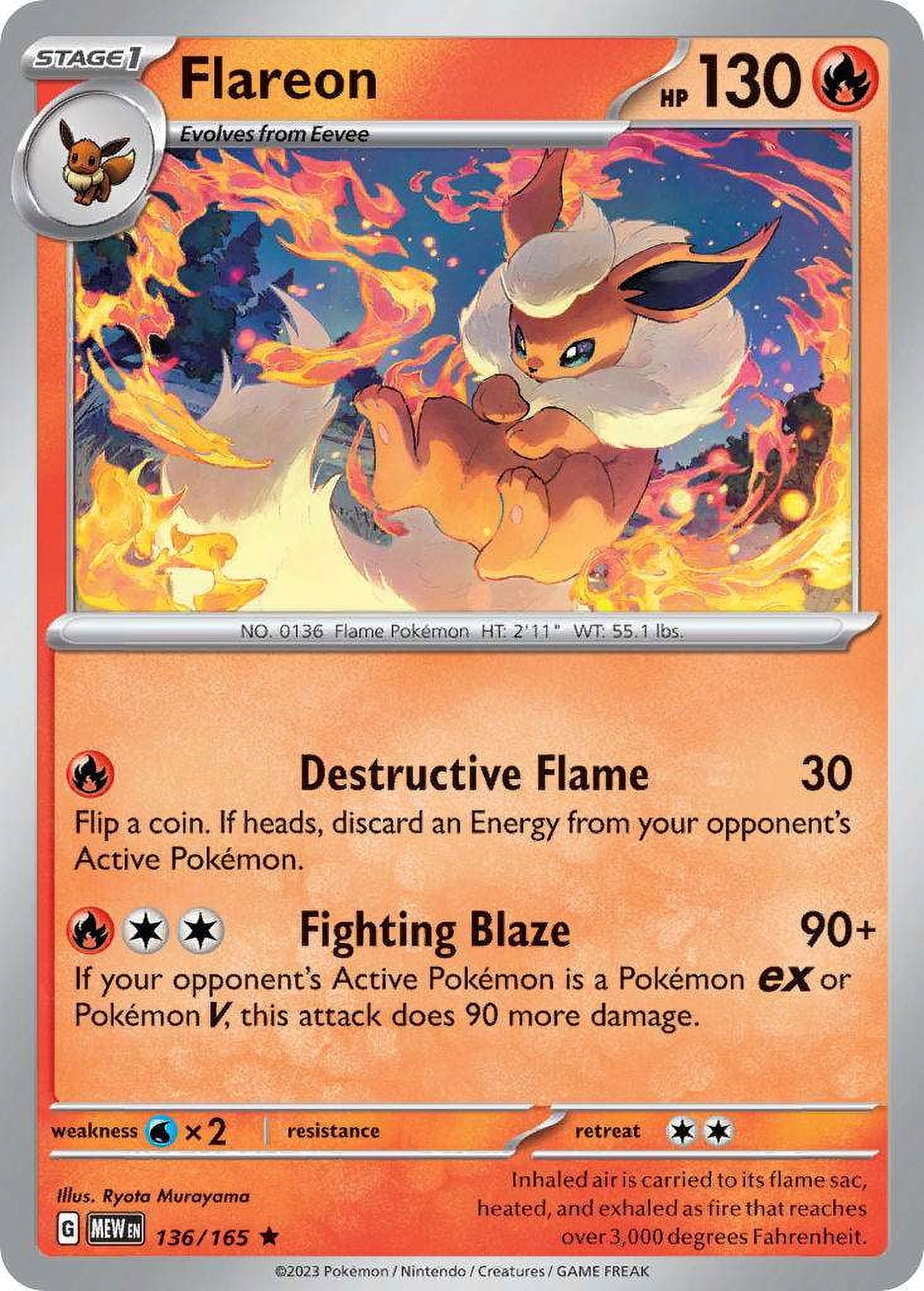 Pokemon 151 Rare Flareon #136 - Walmart.com Pokemon 151 Rare Flareon #136 - Walmart.com