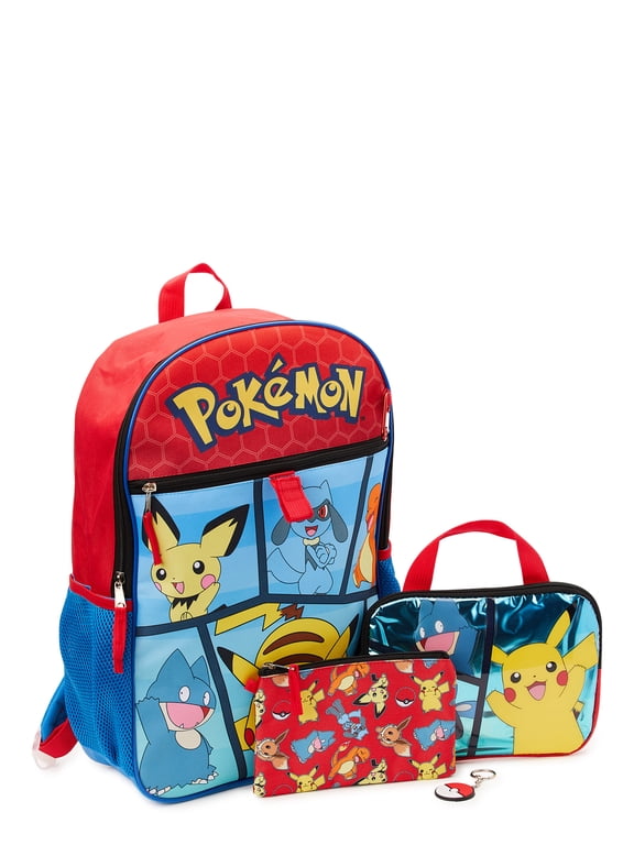 Pokemon 16" Laptop Backpack and Lunch Bag Set, 4-Piece, Multicolor