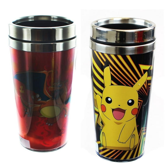 Pokemon 16oz Travel Mug Set: Charizard, Pikachu