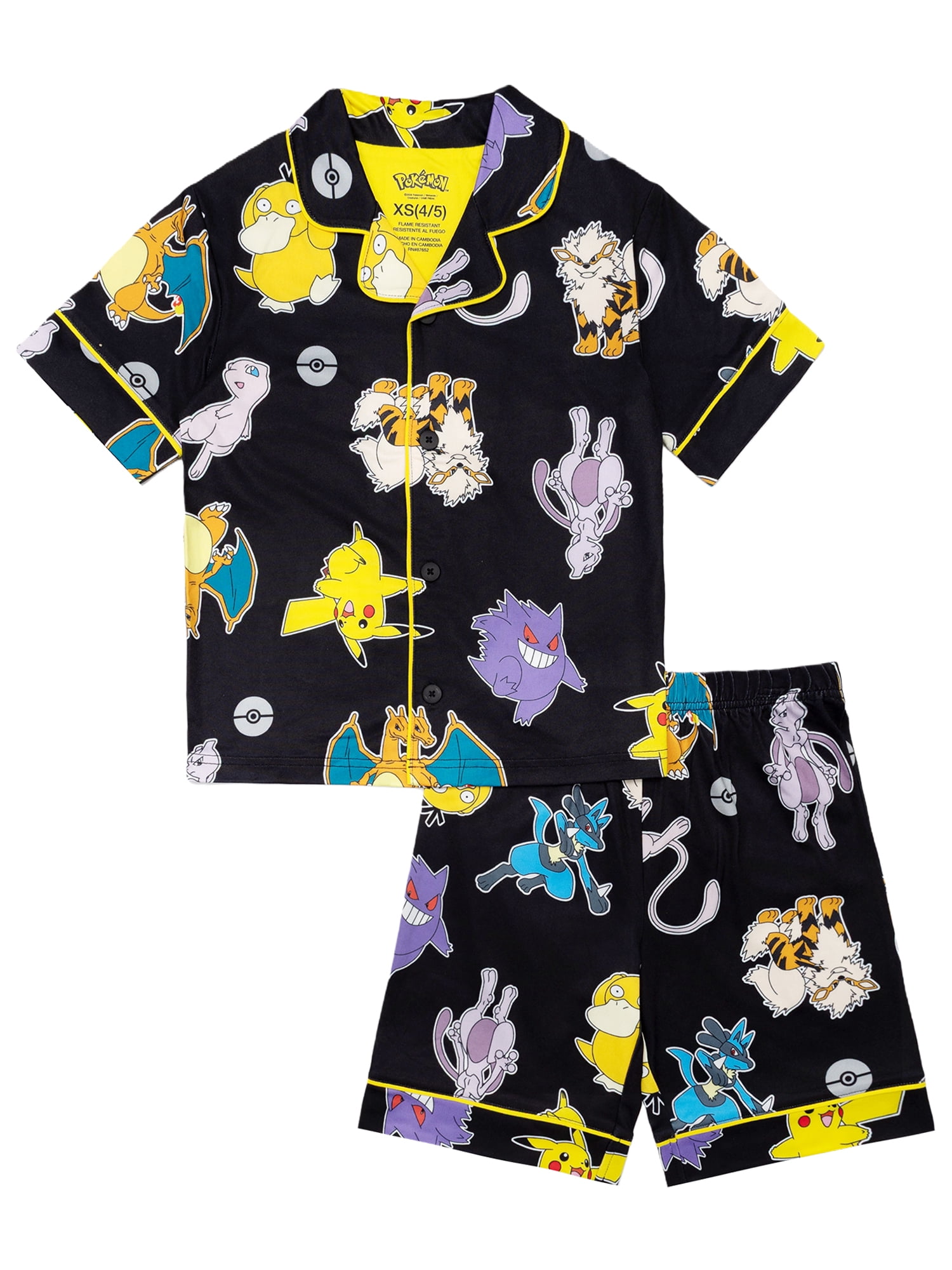 Pokemon 2-Piece Coat and Short Pajama Set, Sizes 4-12
