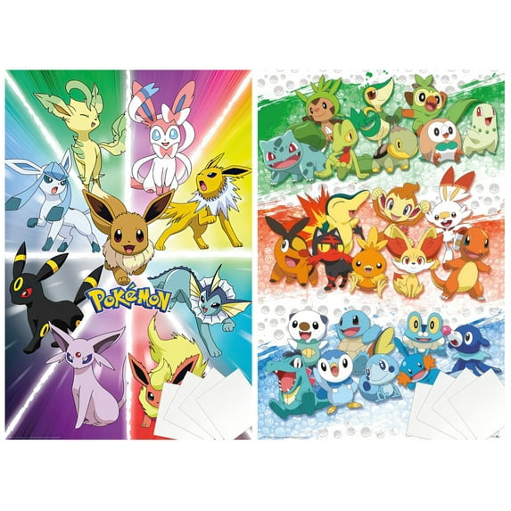 Pokemon - 2 Piece Gaming TV Show Poster Set (The Favorites - Eevee Evolution & First Partners) (Size: 24" x 36" each) (Unframed Posters & Strips)