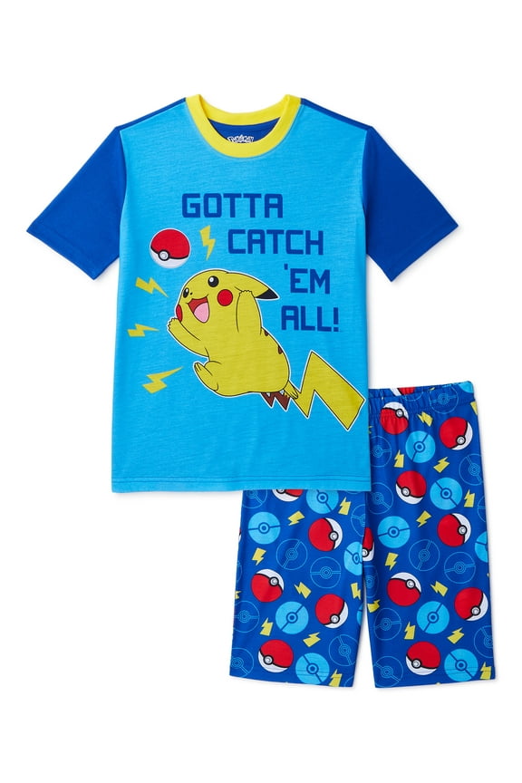 Pokemon 2-Piece Pajama Set for Boys, Graphic Print, Blue