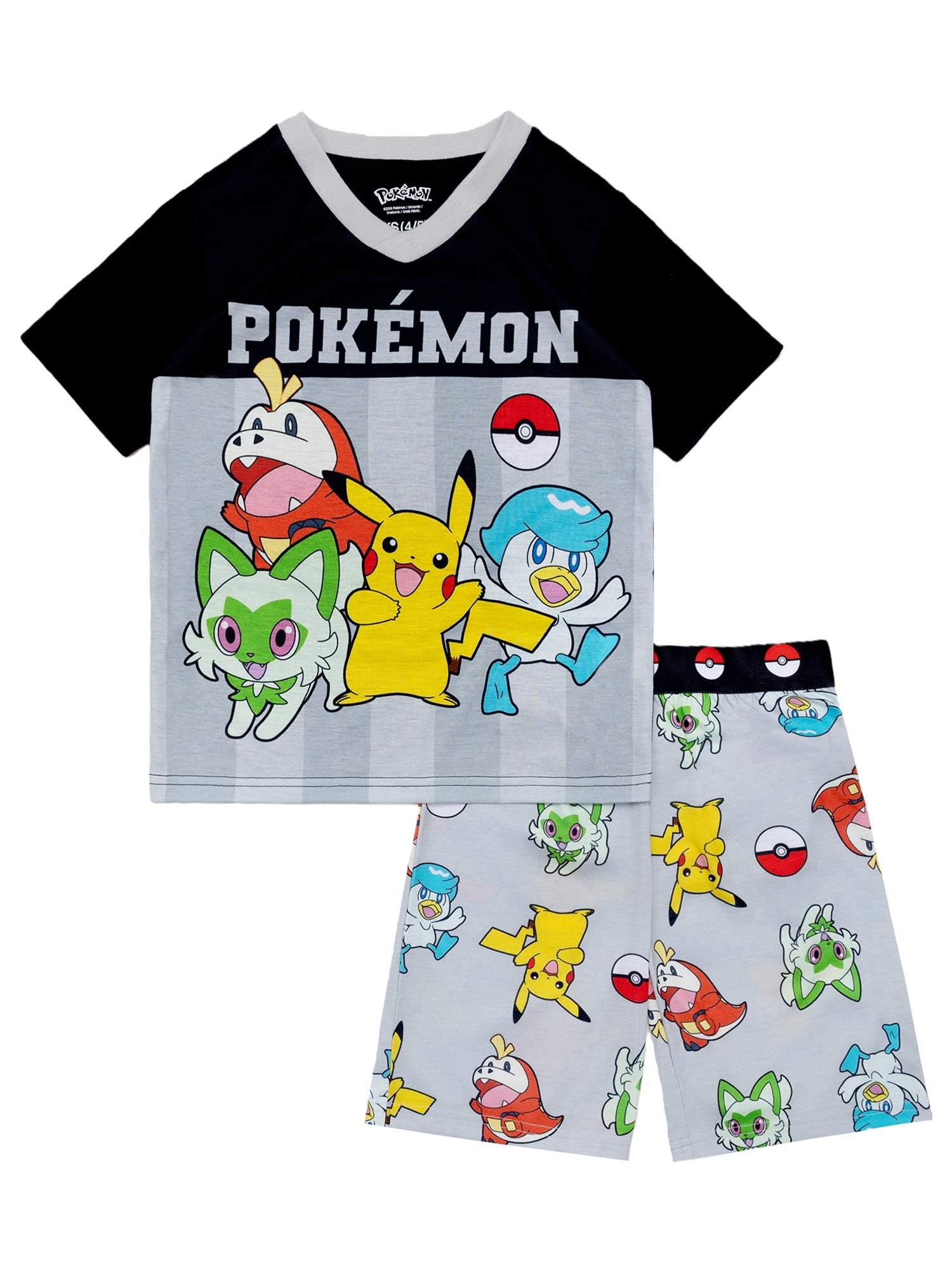 Pokemon 2-Piece Short Sleeve and Short Pajama Set, 4-12