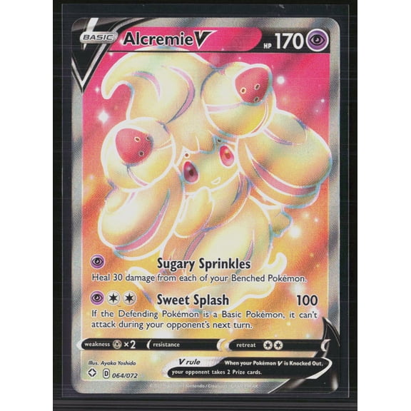 Pokemon 2020 Champion's Path Alcremie V Trading Card Holo Ultra Rare FA #64/72