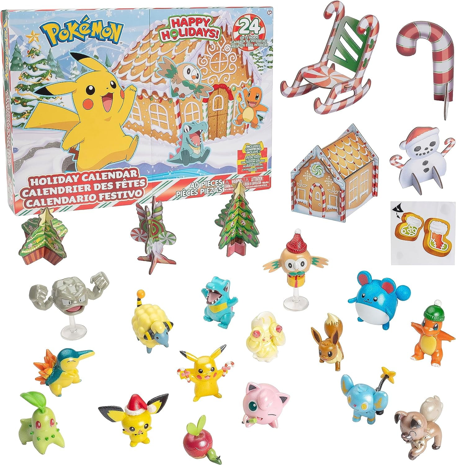Pokemon 2023 Holiday Advent Calendar for Kids, 24 Piece Gift Playset - Set  Includes Pikachu, Eevee, Jigglypuff and More - 16 Toy Character Figures & 8