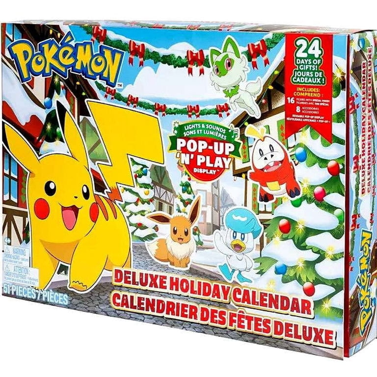 pokemon advent calendar cards 2024 DELUXE Holiday (16 Figures & 8 Accessories) with a surprise for each day Pokemon Advent Calendar - Is