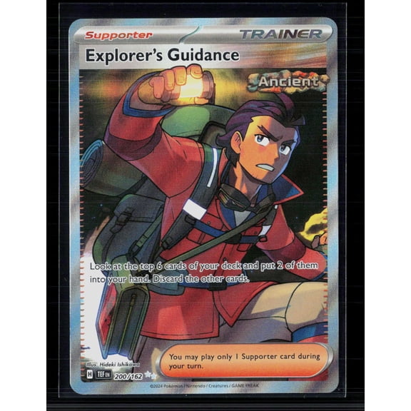 Pokemon 2024 Temporal Forces Explorer's Guidance Holo Secret Rare FA 200/162 Trading Card