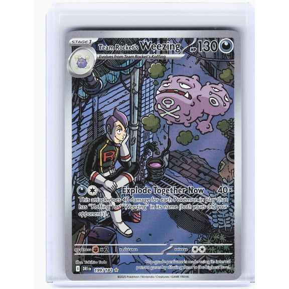 Pokemon 2025 Destined Rivals Team Rocket Weezing Illustration Rare Foil 199/182 Lightly Played