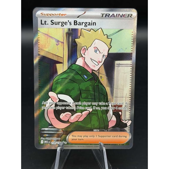 Pokemon 2025 Mega Evolution LT. Surge's Bargain Full Art Holo Secret Rare #170/132 English